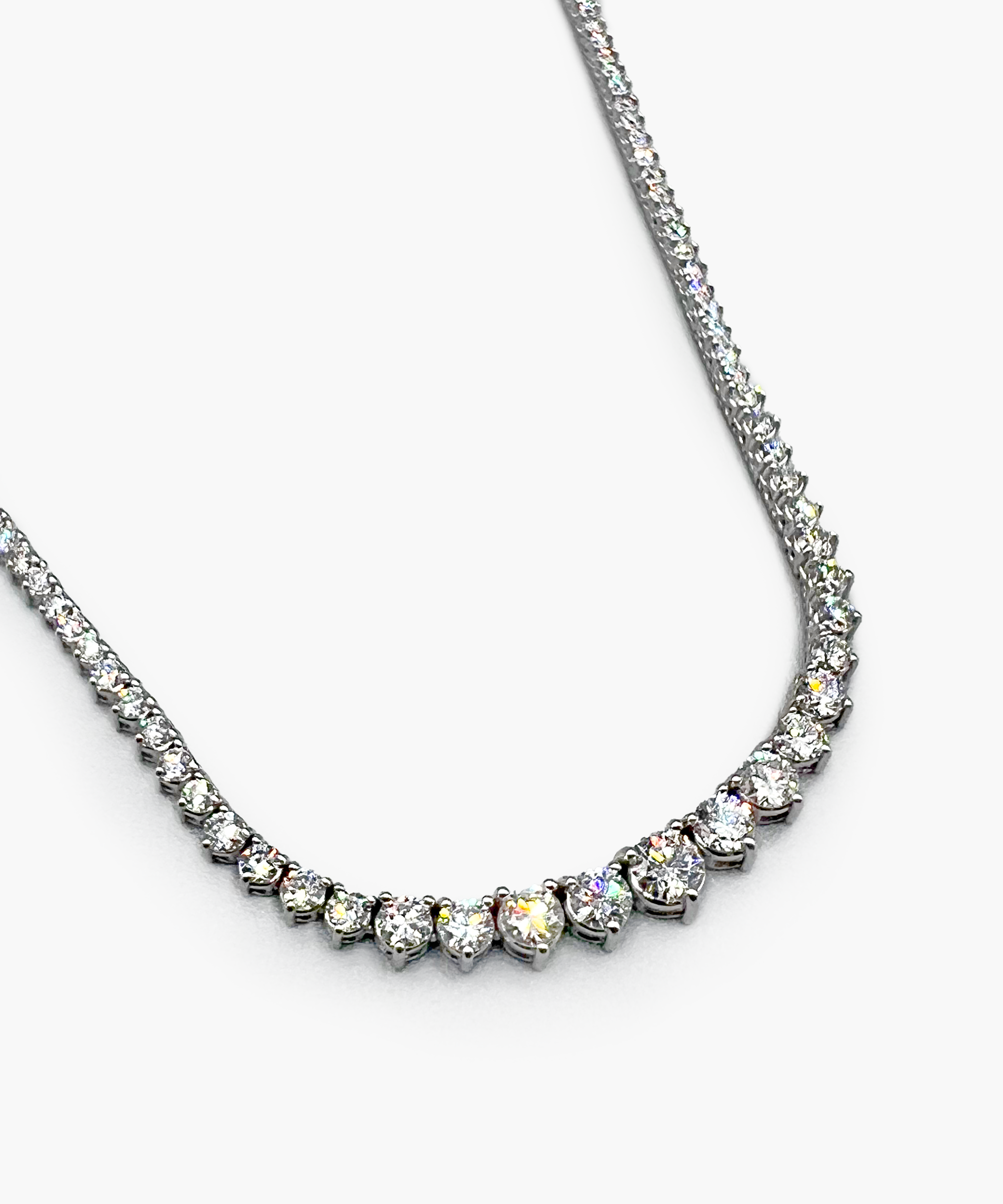 14K White Gold Graduated Diamond Necklace
