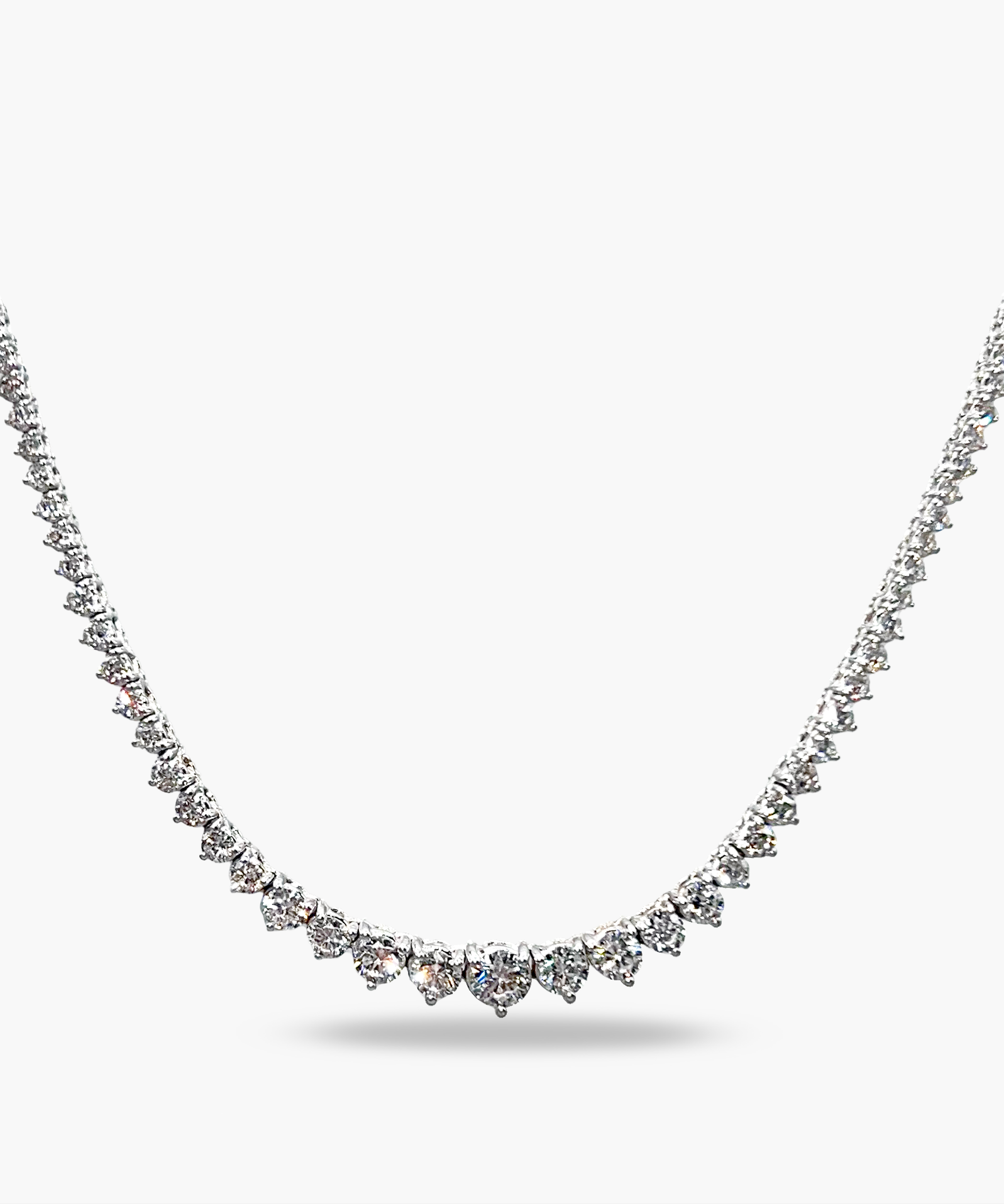 14K White Gold Graduated Diamond Necklace